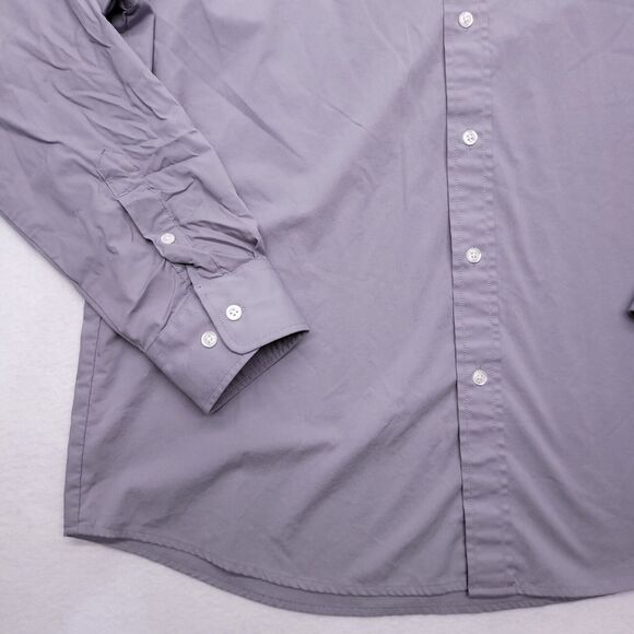 Haggar Classic Fit Casual Button Up Long Sleeve Shirt Adult Mens Size 16.5 Gray - Picture 5 of 10